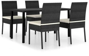 vidaXL 5-cz. zestaw mebli ogrodowych, polirattan, czarny - Meble ogrodowe - miniaturka - grafika 2