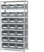 Regały biurowe - AJ Produkty Regał z 21 szarymi pojemnikami 1970x1000x600 mm - miniaturka - grafika 1