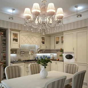 Maytoni Żyrandol LAMPA wisząca TRIUMPH ARM288-08-G Maytoni pałacowa OPRAWA plisowany ZWIS abażurowy z kryształkami biały ecru ARM288-08-G - Lampy sufitowe - miniaturka - grafika 4