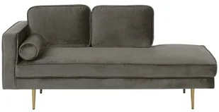 Beliani Szezlong welur brązowo-szary lewostronny MIRAMAS - Szezlongi - miniaturka - grafika 2