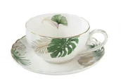 Filiżanki - Nuova R2S Easy life FILIŻANKA PORCELANOWA ZE SPODKIEM do HERBATY Exotique - Egzotyczne Liście 1282 EXOT - miniaturka - grafika 1