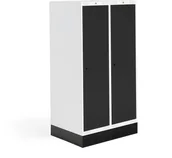 Meble do szkół i przedszkoli - AJ Produkty Szafka do szatni 03, 2 moduły, 2 drzwi, 1340x800x550 mm, czarny, z podstawą - miniaturka - grafika 1