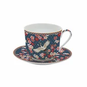 Filiżanki - Nuova R2S Easy Life Kopia DUŻA PORCELANOWA FILIŻANKA Z TALERZYKIEM Okinawa - Żuraw - 400 ml 1454OKIN - miniaturka - grafika 1