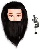 Główki treningowe - Calissimo Główka treningowa męska z brodą Carl Black, włos ludzki + uchwyt, fryzjerska do czesania, głowa do ćwiczeń CARL BLACK - miniaturka - grafika 1