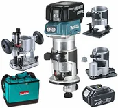 Ładowarki i akumulatory - Makita Makita Frez + 2 akumulatory 18 V 5 Ah  8 mm (zestaw akcesoriów) + walizka Makpac DRT50RTJX3, niebieski, srebrny DRT50RTJX3 - miniaturka - grafika 1