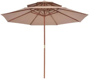 vidaXL Parasol ogrodowy z podwójnym daszkiem, 270 cm, taupe - Parasole ogrodowe - miniaturka - grafika 4