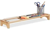 Pojemniki biurowe - Relaxdays zdjęcie stojak na parasole, monitor z bambusa, organizer, 7 przegródek, cienki, funkcjonalny, ergonomiczny, w sposób zrównoważony, naturalny 10022197 - miniaturka - grafika 1