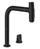 Baterie kuchenne - Hansgrohe Metris Select M71 Bateria kuchenna z wyciąganą wylewką sBox czarny mat 73818670 - miniaturka - grafika 1