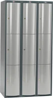 Szafki BHP - AJ Produkty Szafa szatniowa Curve 3 sekcje 9 drzwi 1740x900x550 mm jasnoszary metal 1311353 - miniaturka - grafika 1