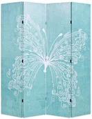 Parawany - vidaXL Składany parawan, 160x180 cm, niebieski z motylem - miniaturka - grafika 1