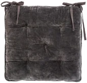 Poduszki dekoracyjne - Atmosphera Poduszka na krzesło welurowa 38 x 38 cm kolor antracytowy 168823L - miniaturka - grafika 1