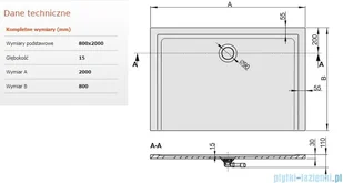 Sanplast Space B-M/SPACE 80x200x1,5cm+syfon - Brodziki prysznicowe - miniaturka - grafika 3
