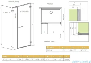 Radaway Arta Kds I 120x70 prawa przejrzyste 386820-03-01R/386100-03-01R/386109-03-01 - Kabiny prysznicowe - miniaturka - grafika 2