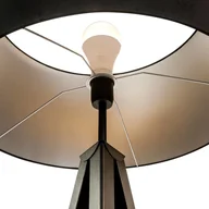 Lampy stojące - LIS POLAND Lampa podłogowa Tago, trójnóg klosz czarny/srebrny - miniaturka - grafika 1