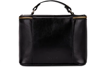 Solier Gold for Women Skórzana kosmetyczka damska FK01 Solier czarna - Kosmetyczki, organizery i kuferki - miniaturka - grafika 2