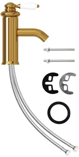 vidaXL Lumarko Bateria umywalkowa, złota, 130x180 mm 149072 - Baterie umywalkowe - miniaturka - grafika 4