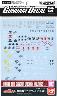 Bandai Gundam Decal 107 - MS Gundam Unicorn Multiuse Bandai 4549660196068 - Modele do sklejania Bandai Gundam Decal 107 - MS Gundam Unicorn Multiuse Bandai 4549660196068 - Modele do sklejania - miniaturka - grafika 2