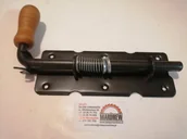 Akcesoria do drzwi - Zasuwa sprężynowa 300 Czarne z drewnianą rączką - miniaturka - grafika 1