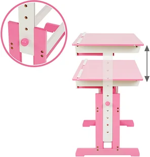 tectake Biurko dla dzieci z kontenerem na kółkach - różowy 401240 - Biurka dla dzieci - miniaturka - grafika 5