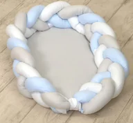 Śpiworki dla dzieci - AMY 63815 Warkocz bawełna biały/szary/niebieski - miniaturka - grafika 1