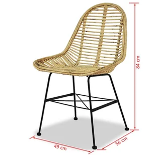 vidaXL Krzesła do jadalni, 4 szt., naturalny rattan - Krzesła - miniaturka - grafika 5