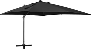 vidaXL Parasol wiszący z lampkami LED i słupkiem, czarny, 300 cm 312348 - Parasole ogrodowe - miniaturka - grafika 2
