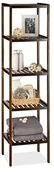 Akcesoria grzewcze - Relaxdays Regał łazienkowy bambus z  5 półki, wys. x szer. x gł.: 139,5 x 34,5 x 33 cm, wysoki regał stojący regał, drewno, ciemnobrązowy 10020916 - miniaturka - grafika 1
