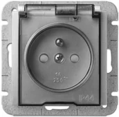 Gniazdka elektryczne - Elektro-Plast Gniazdko Sentia IP44 dymne białe - miniaturka - grafika 1