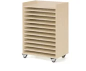 Meble do szkół i przedszkoli - AJ Produkty Mobilny regał na prace plastyczne, 650x420x900 mm, brzoza - miniaturka - grafika 1