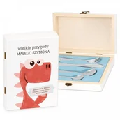 Sztućce dla dzieci - Murrano Zestaw Sztućców Dla Dzieci W Drewnianym Etui Nadruk Dino SZT-ANIMALS_DRW-UV-002 - miniaturka - grafika 1