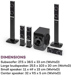 Auna Areal 825 5.1 system głośników 200 W RMS BT USB SD AUX pilot zdalnego sterowania H7931+ T1026 - Głośniki i kolumny - miniaturka - grafika 8