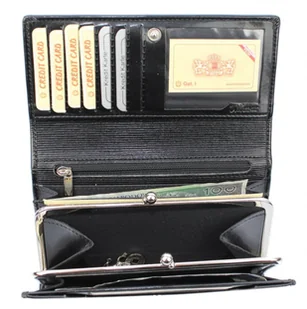 Wilmar (PL) Portfel Damski (PL) Klamra 16 cm Skóra Włoska Z Kartami P15 Ozdobna Nitka - Portfele - miniaturka - grafika 4