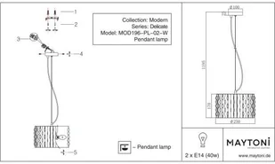 Maytoni LAMPA wisząca DELICATE MOD196-PL-02-W Maytoni ażurowa OPRAWA okrągły zwis biały MOD196-PL-02-W - Lampy sufitowe - miniaturka - grafika 10