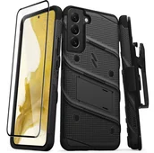Etui i futerały do telefonów - Zizo Bolt Bundle Pancerne Etui do Samsung Galaxy S22+ Plus ze Szkłem na Ekran + Uchwyt z Podstawką (Black & Black) BOLT-SAMGS22PL-BKBK - miniaturka - grafika 1