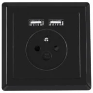 LEDart LANBERG LANBERG podtynkowe 230V pojedyncze + 2x USB 2.1A francuskie czarne AC-WS01-USB2-E-B - Gniazdka elektryczne - miniaturka - grafika 3