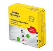 Etykiety do drukarek - Avery Zweckform Kółka do zaznaczania w dyspenserze, trwałe, 250 szt. / rolka, $2619 mm, zielone, Zweckform 3855 - miniaturka - grafika 1