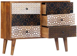 vidaXL Szafka z nadrukiem, 90 x 30 x 70 cm, lite drewno mango vidaXL - Szafki do salonu - miniaturka - grafika 3