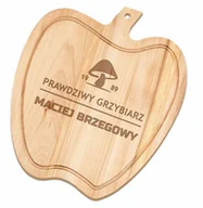 Deski do krojenia - Murrano Deska drewniana do krojenia jabłko z grawerem dla grzybiarza na DSK-JAB-009 - miniaturka - grafika 1
