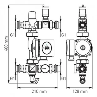 Ferro Grupa mieszająca 2F do rozdzielacza 1" GM2F-60GPA GM2F-60GPA - Akcesoria grzewcze - miniaturka - grafika 2