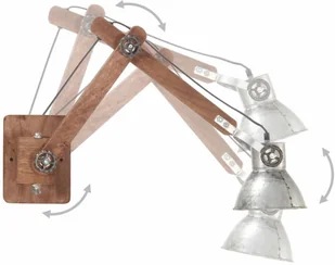 VidaXL Lampa ścienna w industrialnym stylu, srebrna, okrągła, E27 320575 - Lampy sufitowe - miniaturka - grafika 3