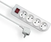 Przedłużacze i rozgałęźniki - Elgotech Przedłużacz 4 gniazdowy z uziemieniem i wyłącznikiem 3x1 4m Biały PSN-404W - miniaturka - grafika 1