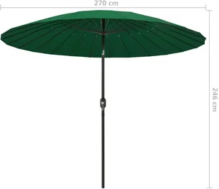 vidaXL Parasol ogrodowy na słupku aluminiowym, 270 cm, zielony vidaXL - Parasole ogrodowe - miniaturka - grafika 7