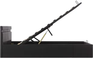 vidaXL Rama łóżka z podnośnikiem i LED, czarna, ekoskóra, 160 x 200 cm - Łóżka - miniaturka - grafika 7