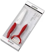 Noże kuchenne - Kyocera KYOCERA zestaw startowy: nóż owoce/warzywa i T-obieraczka do oszczędzania FK-110WH-RD+CP-10-RD_BLS - miniaturka - grafika 1