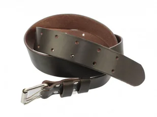 WIREX (PL) Wojskowy Pas Męski Skórzany OFICER RUBIN (PL) Skóra Licowa CZEKOLADOWY Super Wytrzymały Gładki PR2K XXL - Paski - miniaturka - grafika 4