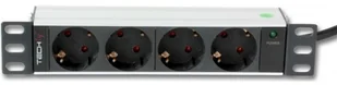 Techly 100464 Listwa zasilająca PDU Rack 10" 1U 4x Schuko 250V/16A kabel 1,8m 100464 - Akcesoria do szaf serwerowych - miniaturka - grafika 3