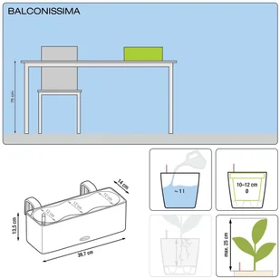 Lechuza Donica Balconissima 40 z uchwytami, limonkowa, 13685 - Donice - miniaturka - grafika 6