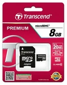Karty pamięci - Transcend micro SDHC Class 10 (+ adapter) 8GB (TS8GUSDHC10) - miniaturka - grafika 1