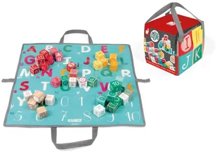 Janod LITERY I CYFRY drewniane klocki z matą do zabawy Kubix 40 el. J08077 J08077 - Klocki - miniaturka - grafika 2