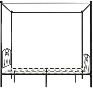 vidaXL Rama łóżka z baldachimem, czarna, metalowa, 180 x 200 cm - Łóżka - miniaturka - grafika 4